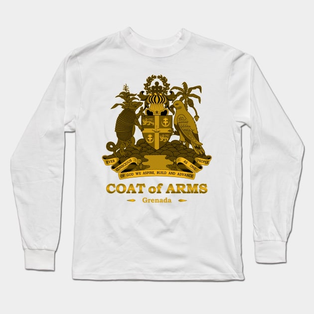 Grenada Coat of Arms Gold Long Sleeve T-Shirt by IslandConcepts